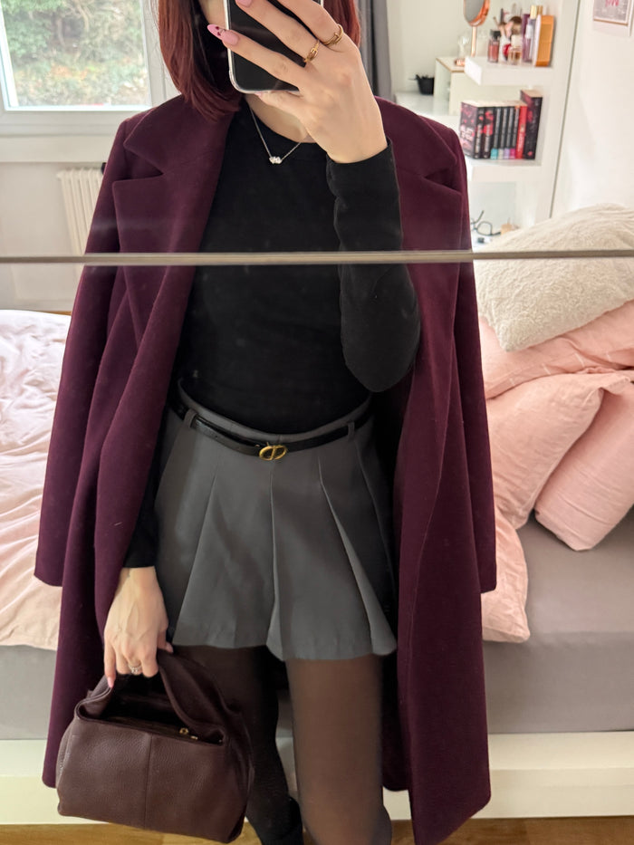 Jupe short plissée grise