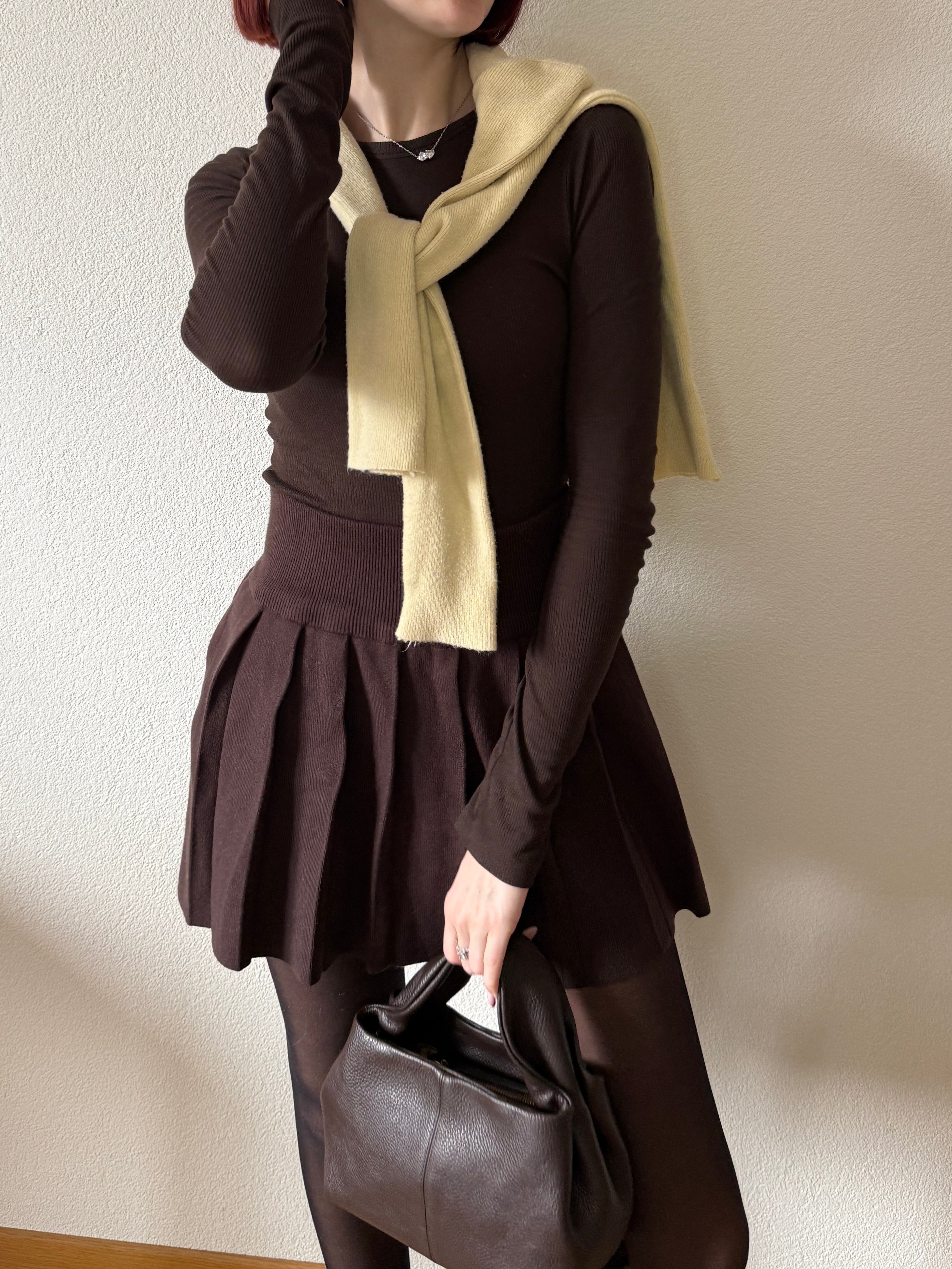 Jupe plissé épaisse brun chocolat