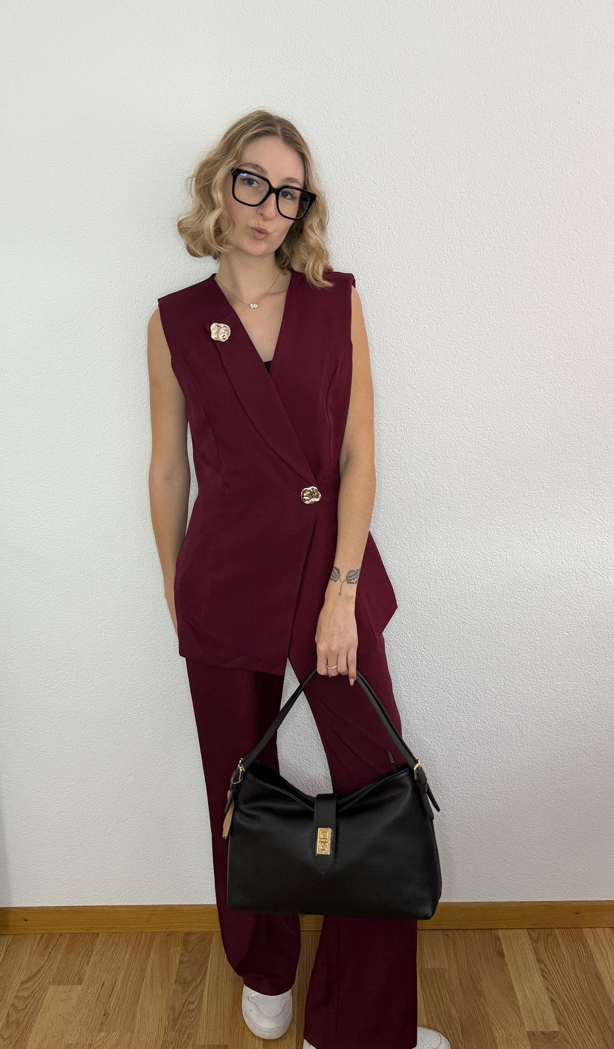 Ensemble gilet blazer bordeaux