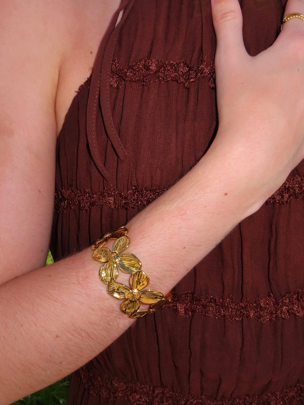 Bracelet jonc fleur (ouvert)