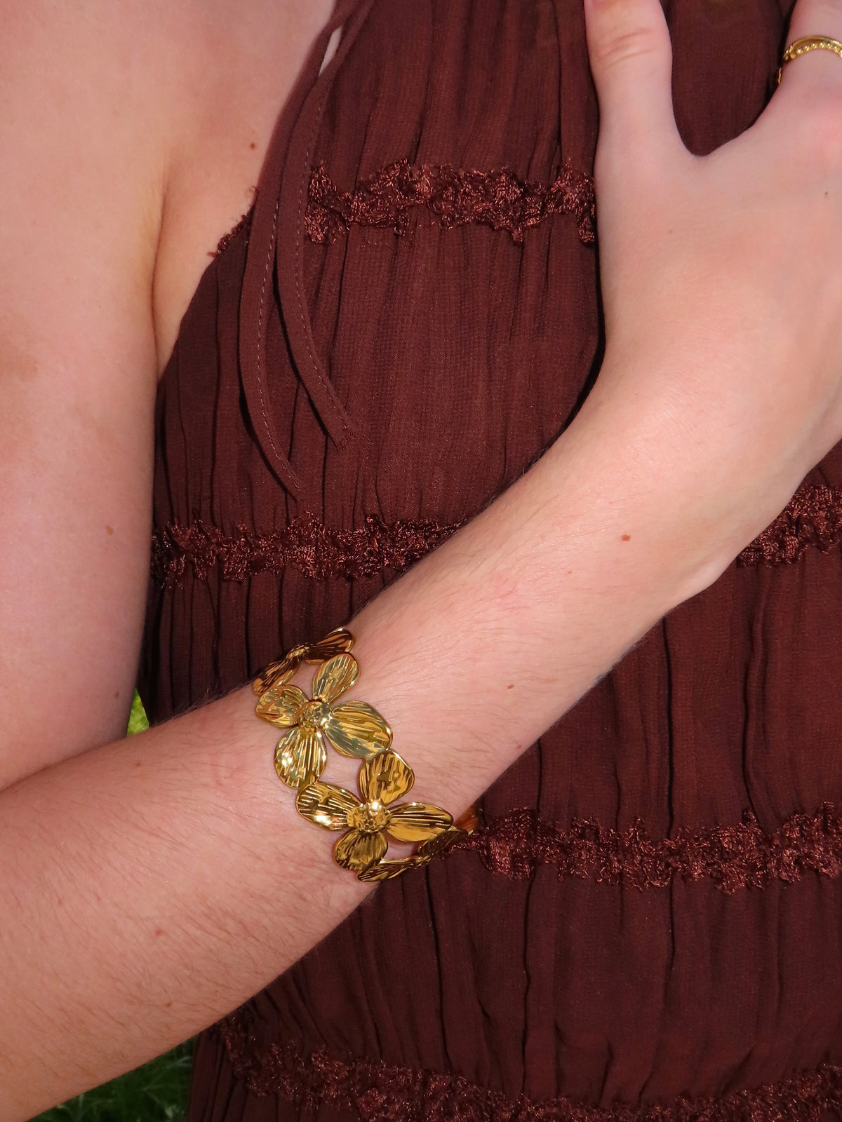 Bracelet jonc fleur (ouvert)