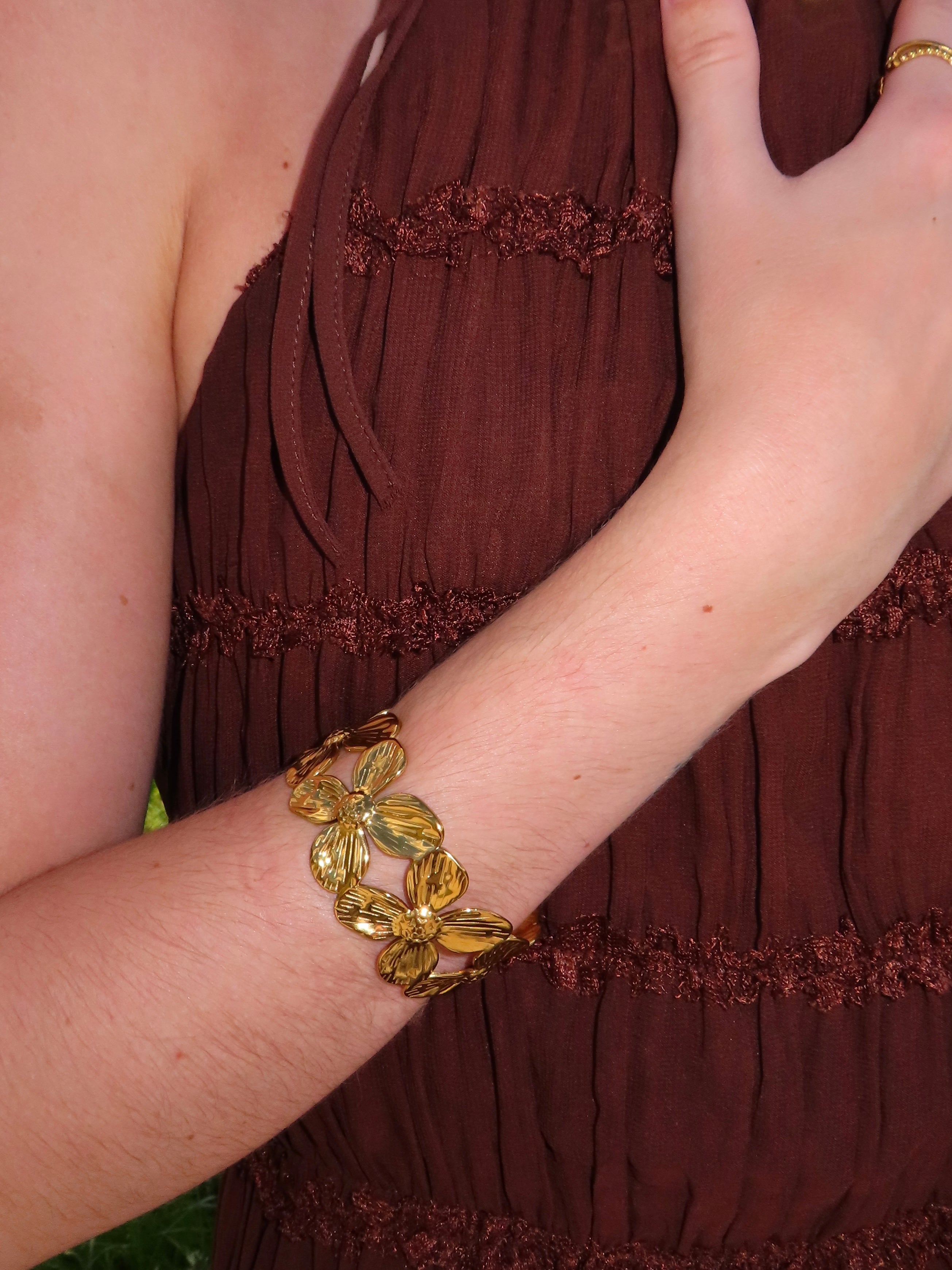 Bracelet jonc fleur (ouvert)