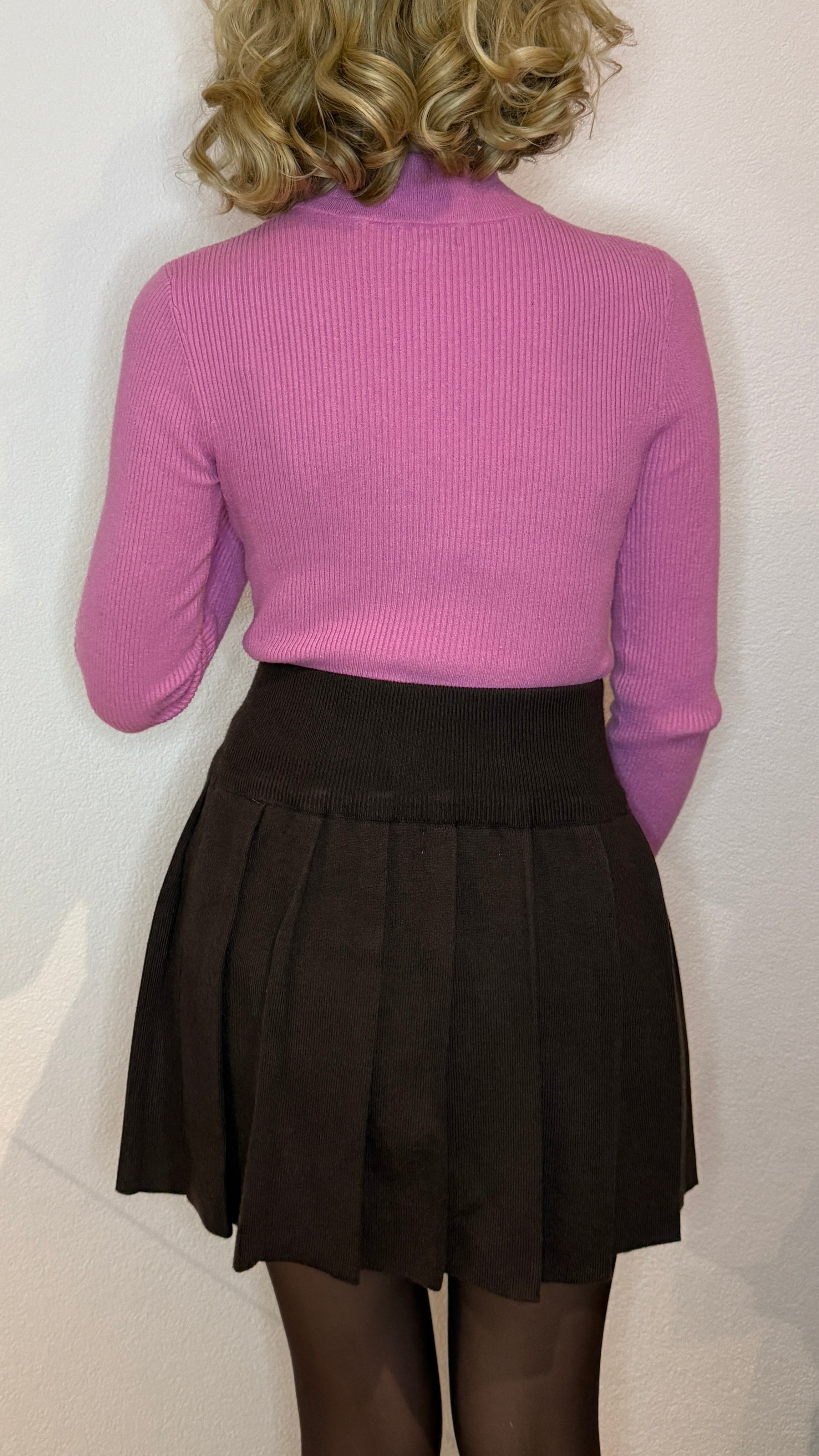 Jupe plissé épaisse brun chocolat