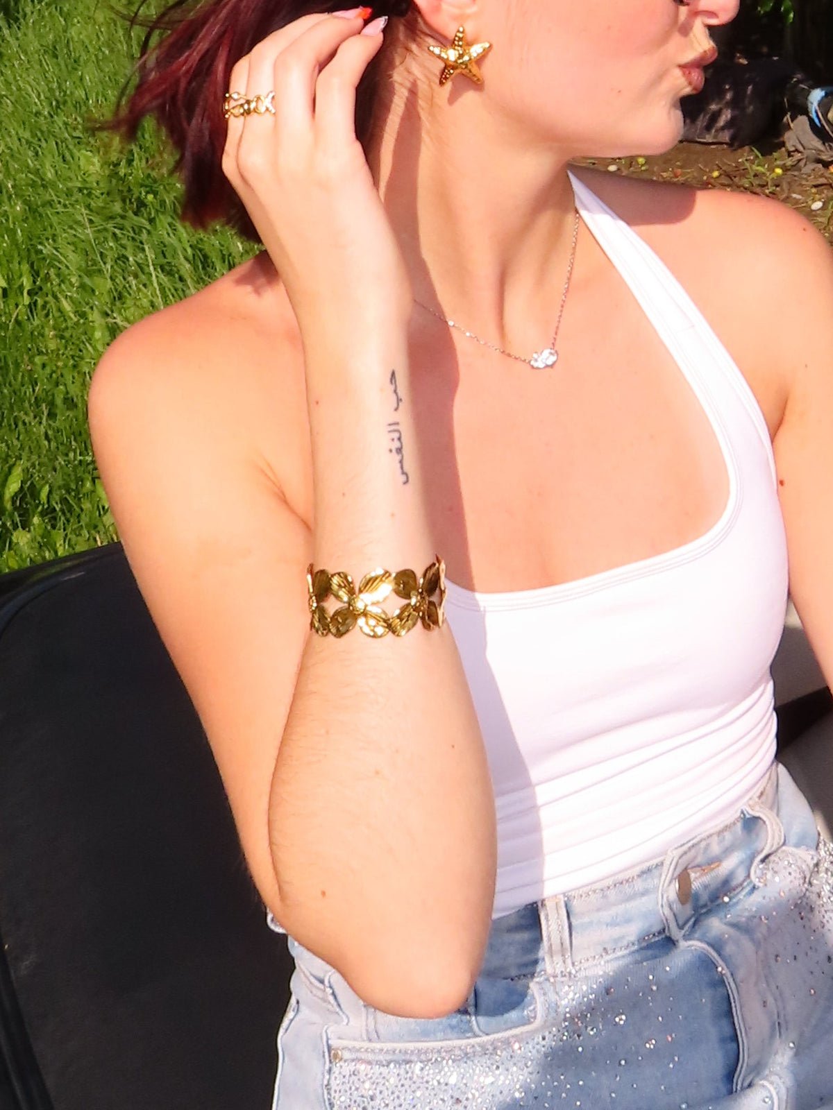 Bracelet jonc fleur (ouvert)