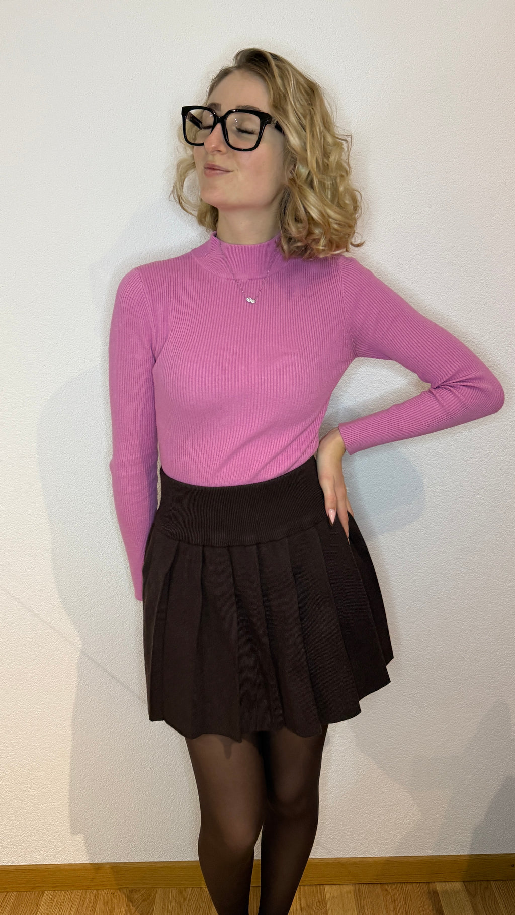 Jupe plissé épaisse brun chocolat