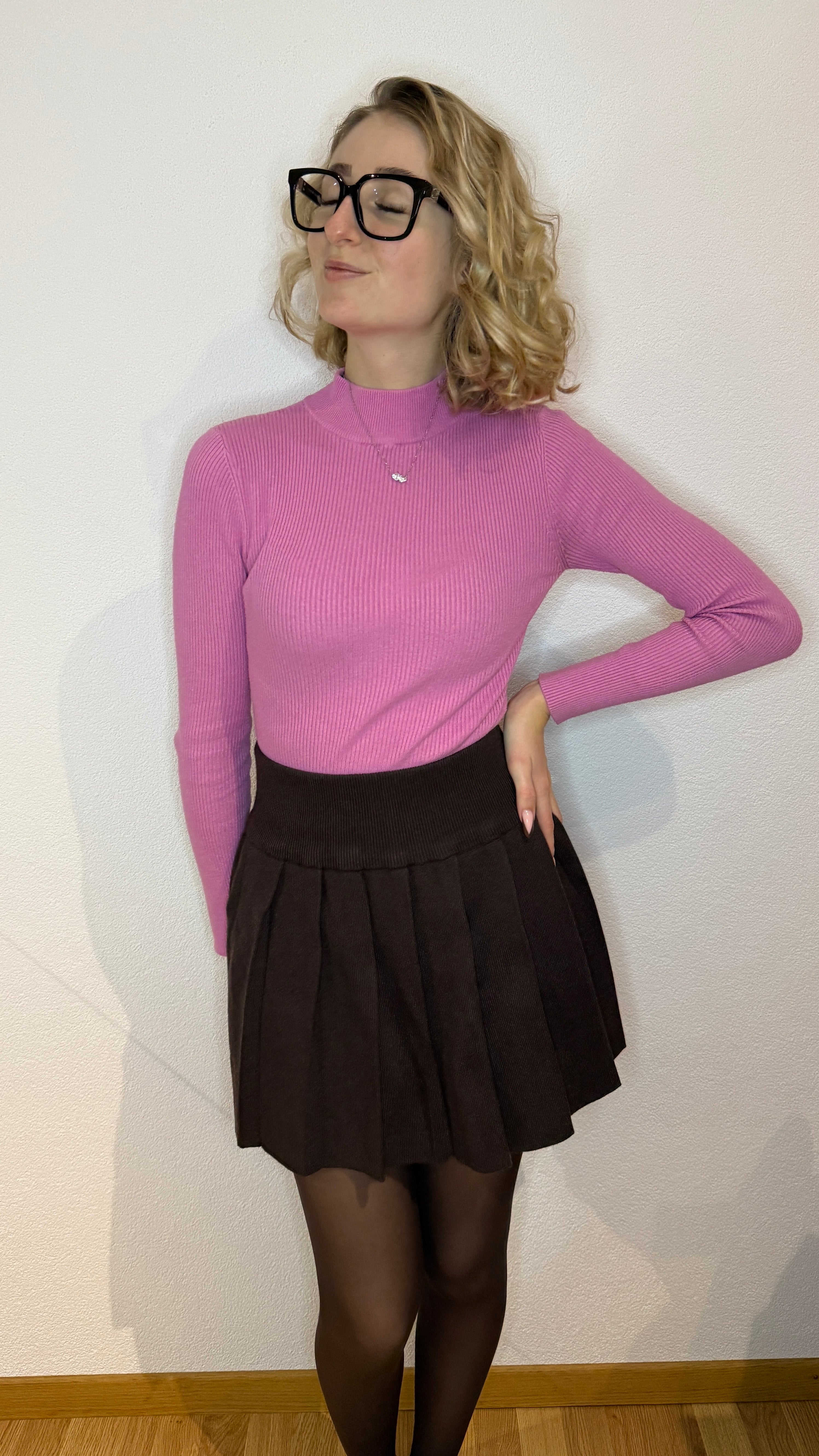 Jupe plissé épaisse brun chocolat