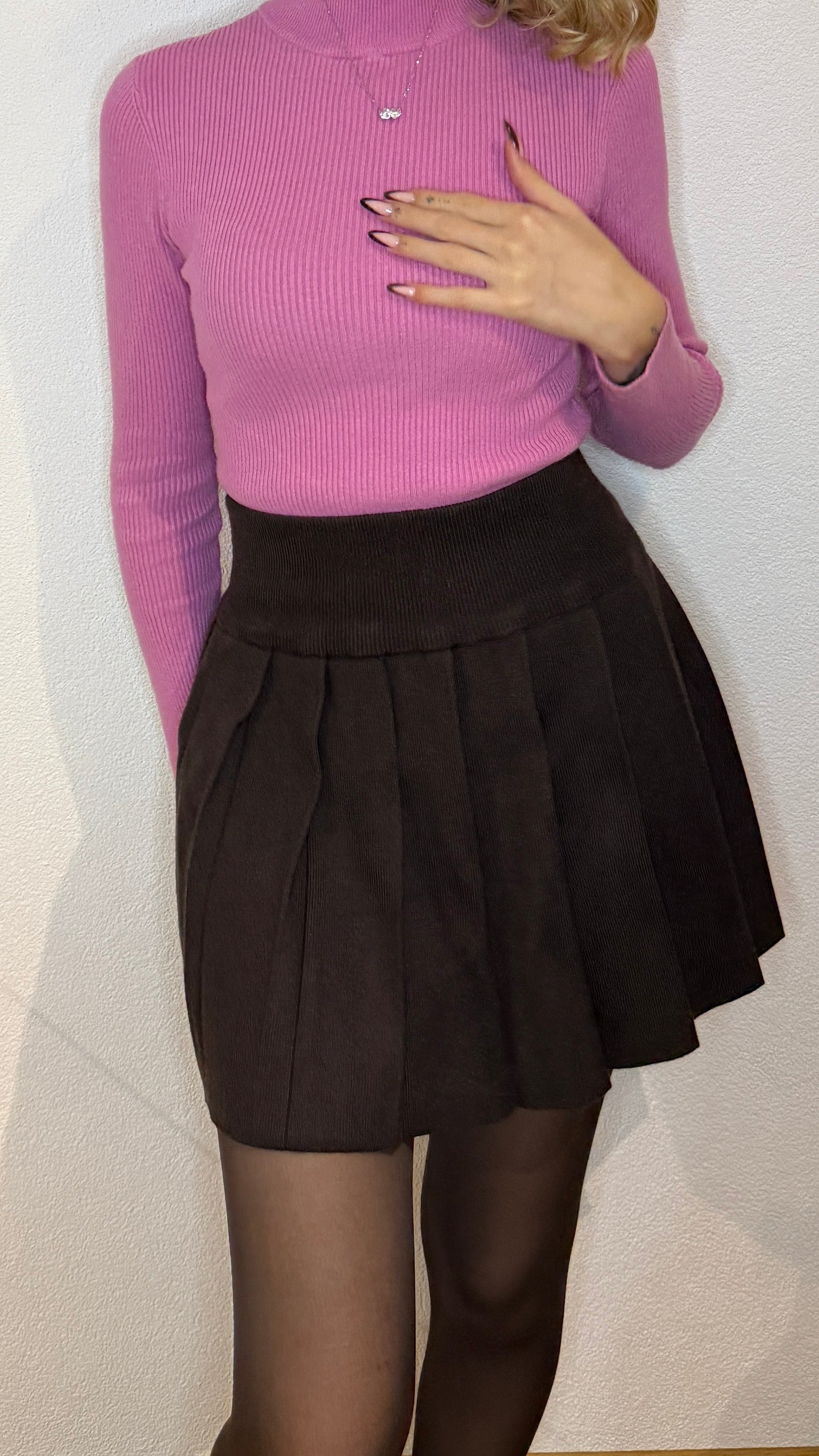 Jupe plissé épaisse brun chocolat