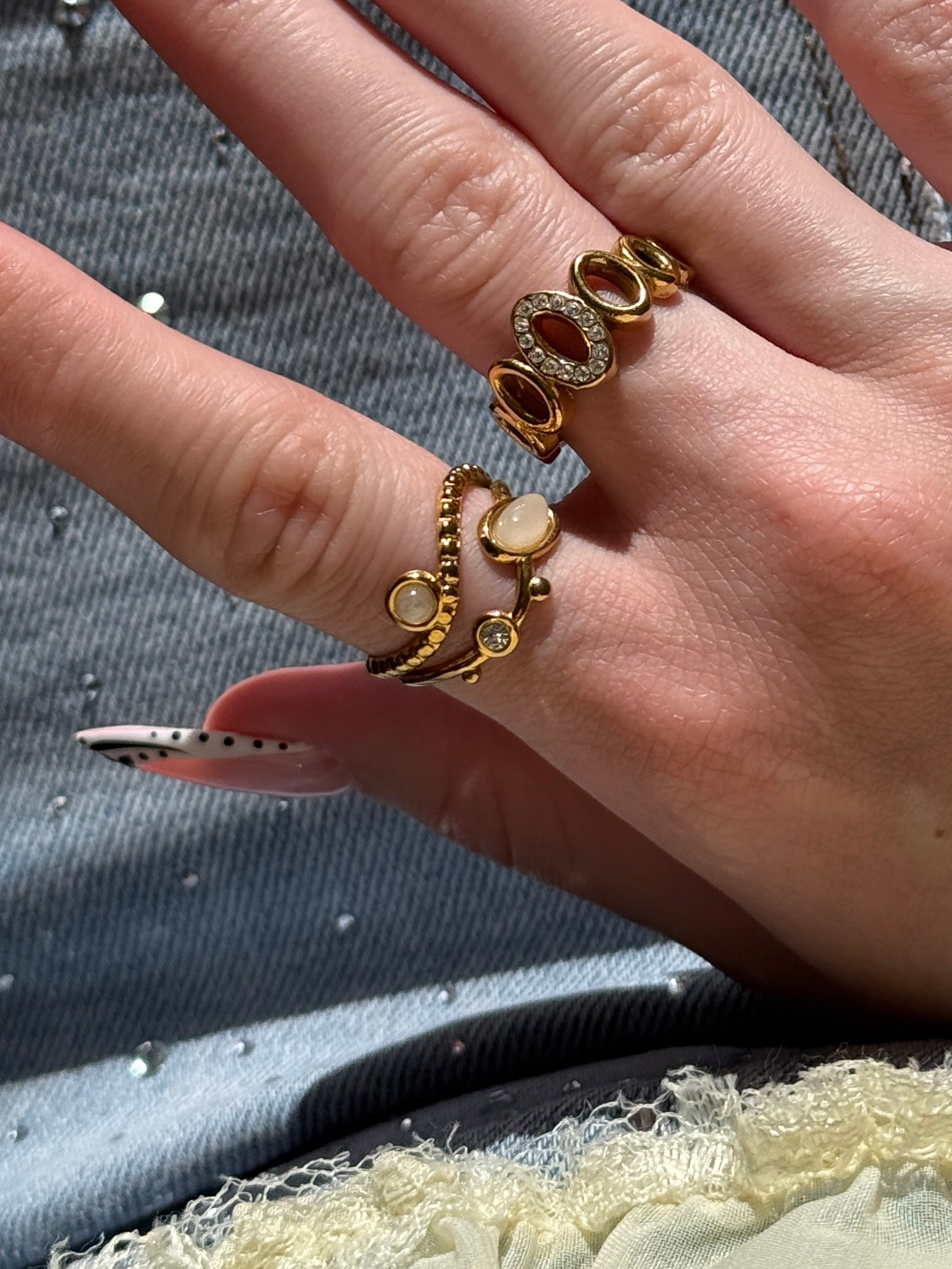 Bague pierres blanches